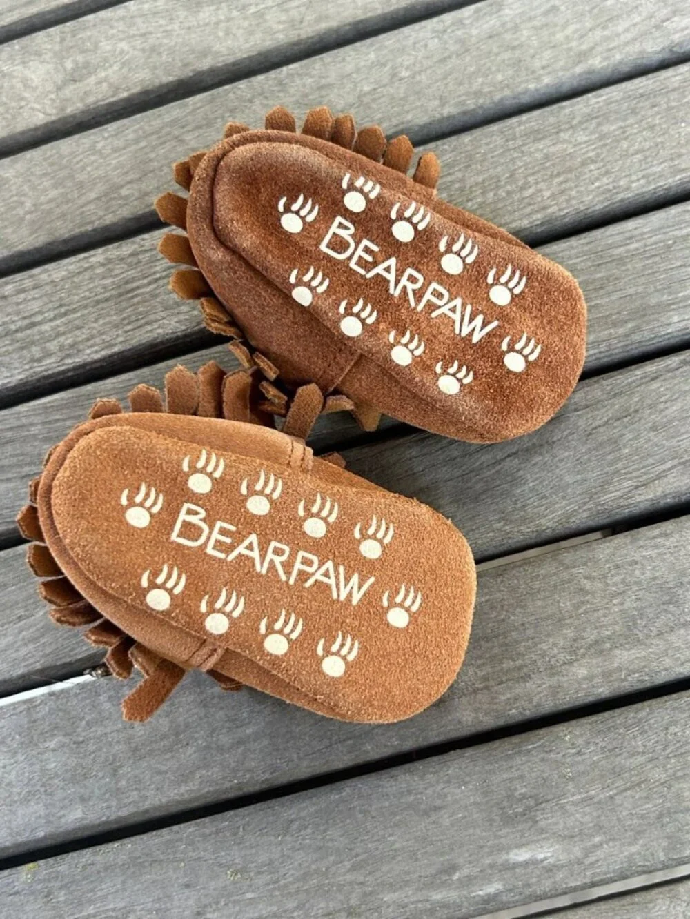 Bearpaw Baby Brown Suede Fringe Moccasins 0-6 Months